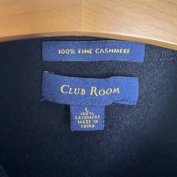Club Room 100% Cashmere Polo Sweater Black Long Sleeve Collared Pullover Size L - Picture 3 of 6